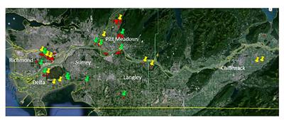 Prevalence and spatial distribution of cranberry fruit rot pathogens in British Columbia, Canada and potential fungicides for fruit rot management